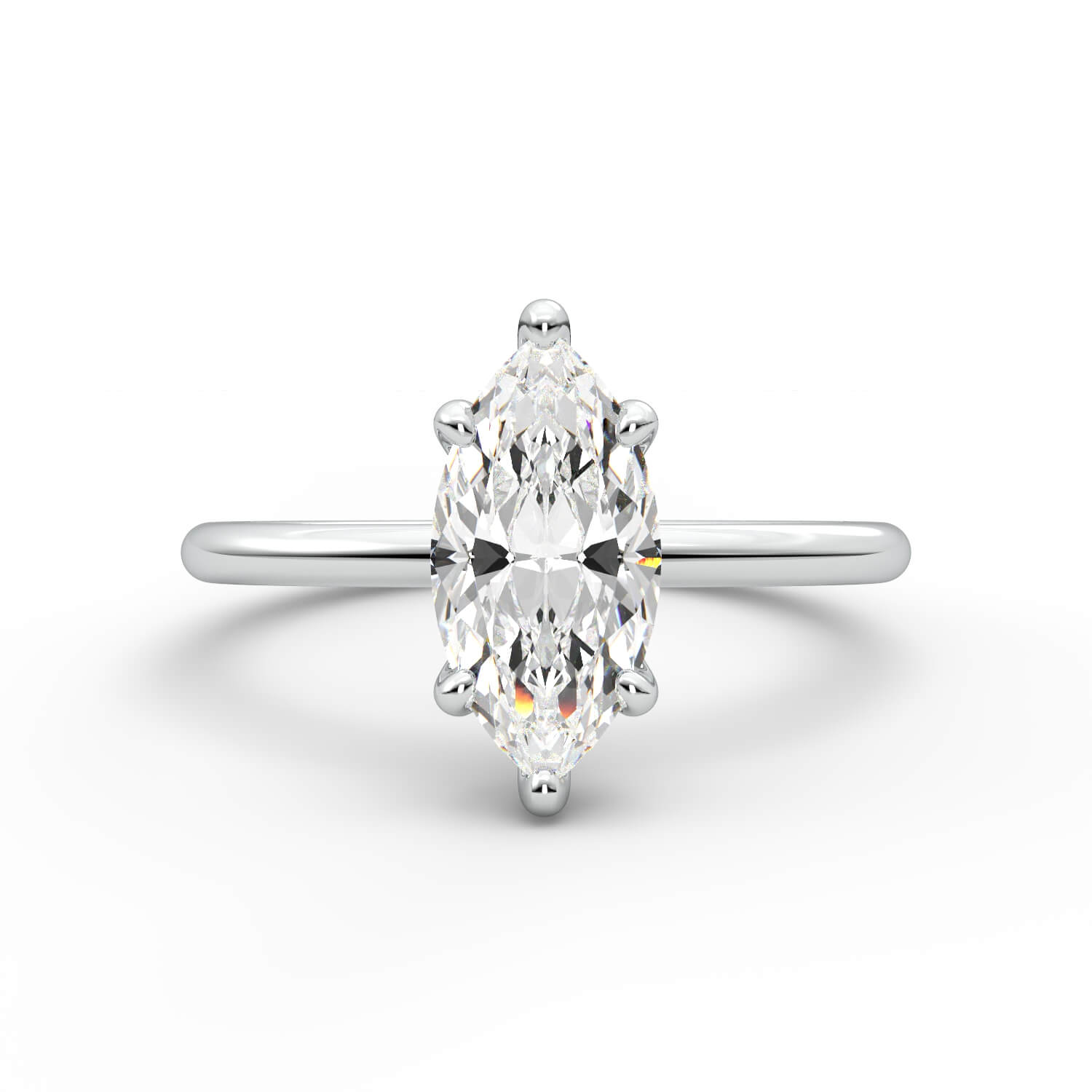 טבעת זהב לבן 14K משובץ ביהלום בחיתוך מרקיזה סוליטר