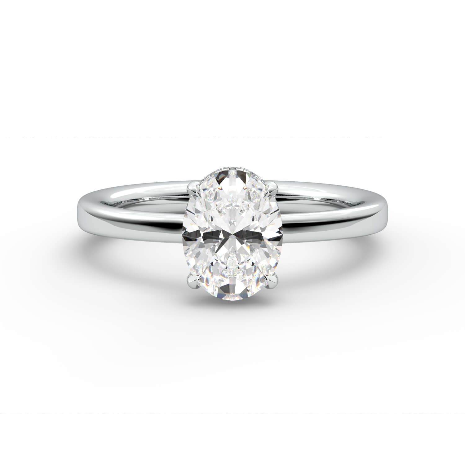 טבעת זהב אדום 14K משובץ ביהלום בחיתוך אובל סוליטר