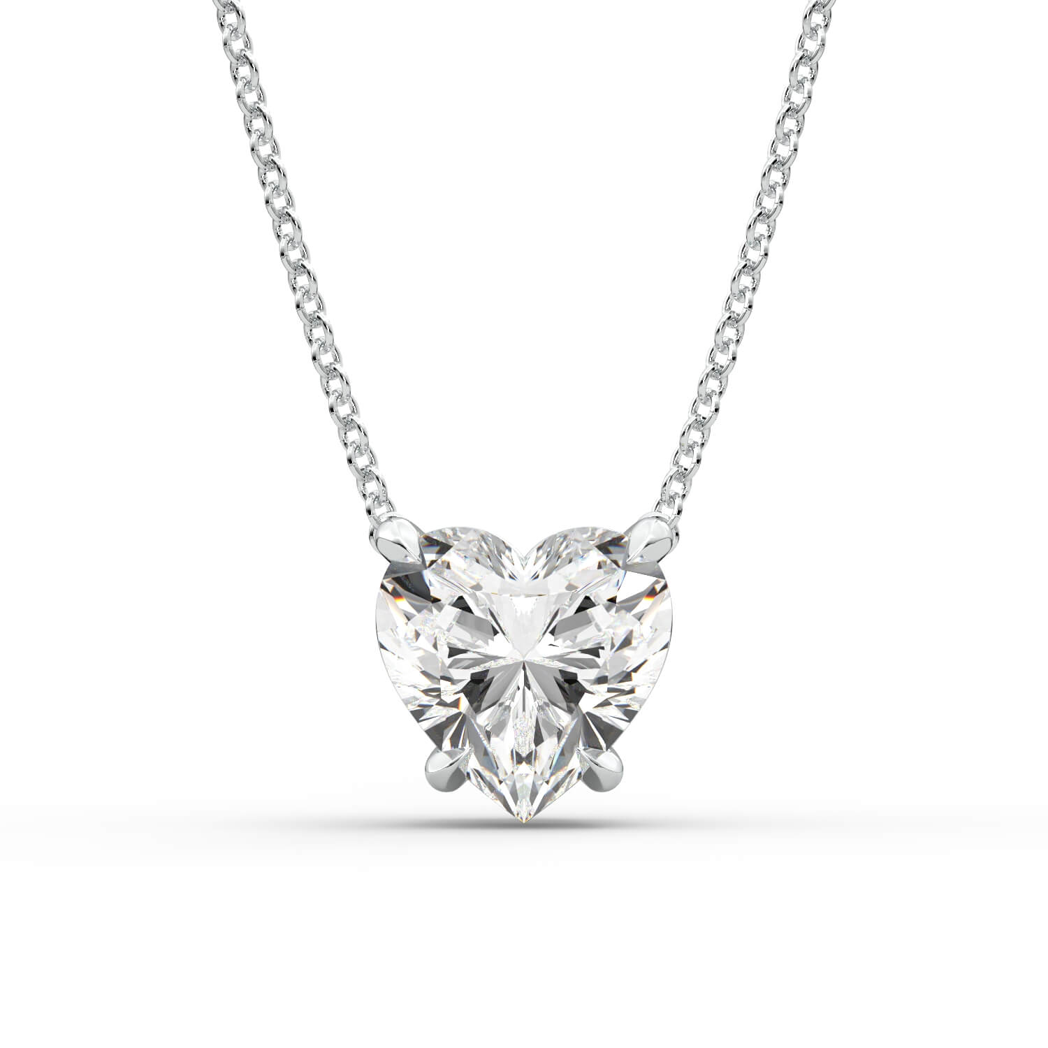 שרשרת יהלום לב מרחף זהב לבן