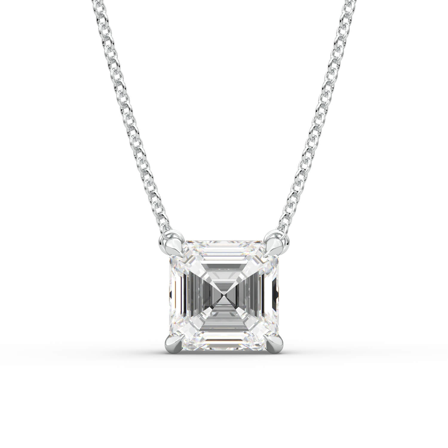 שרשרת יהלום אשרקט מרחף זהב לבן