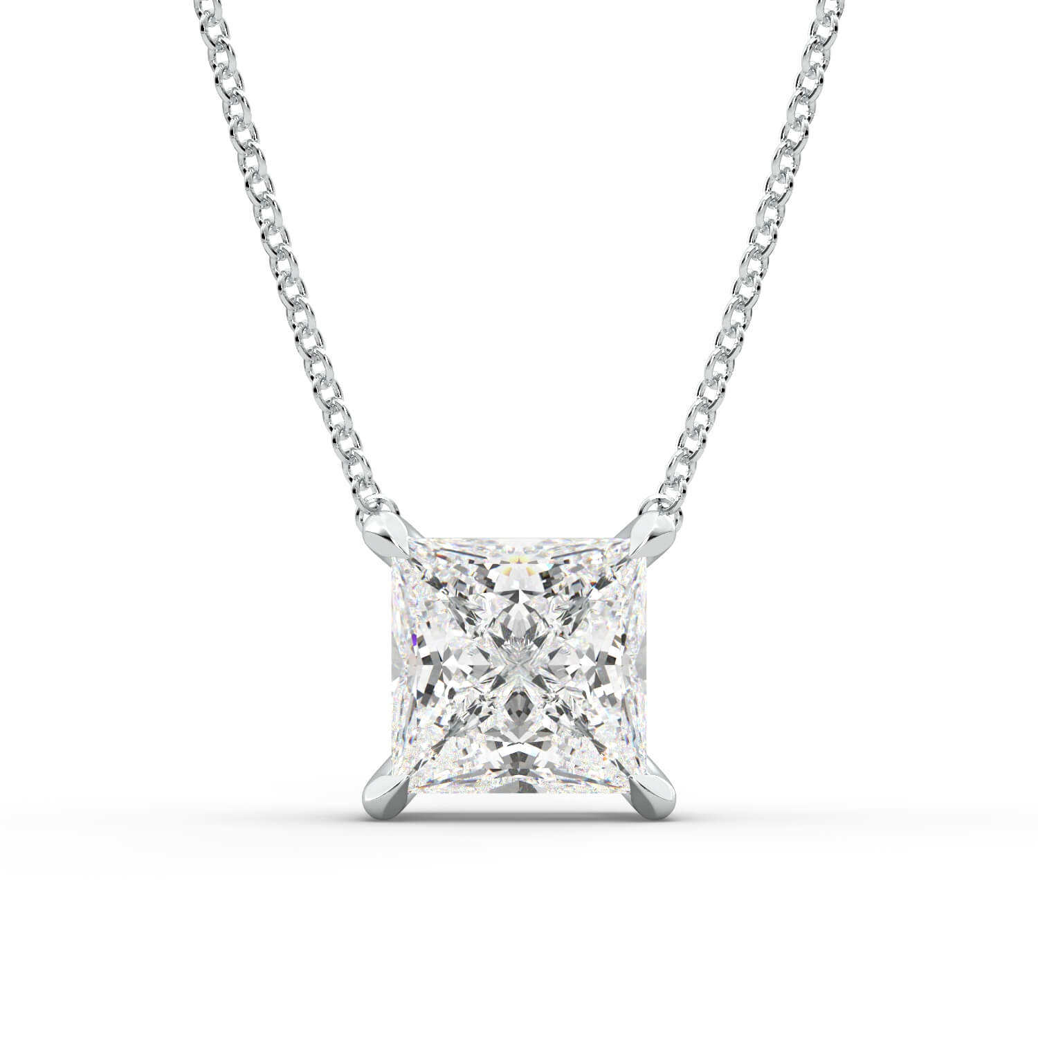 שרשרת יהלום פרינסס מרחף זהב לבן