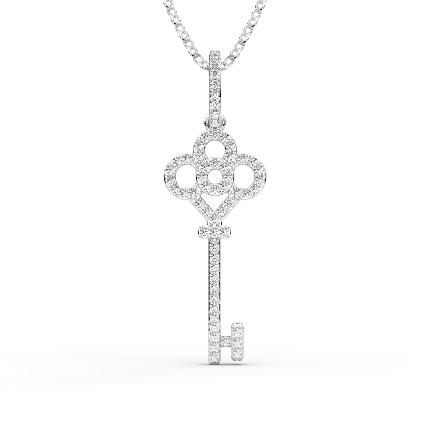 שרשרת מפתח בשיבוץ יהלומים זהב לבן