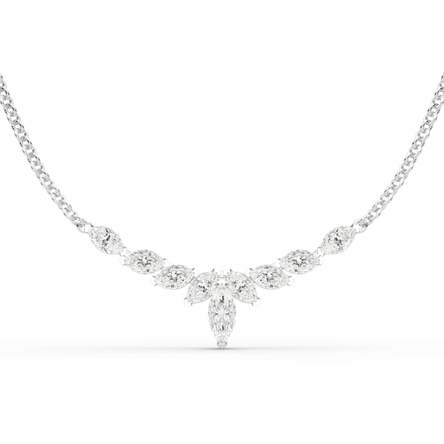 שרשרת בשיבוץ יהלומים בחיתוך מרקיזות זהב לבן